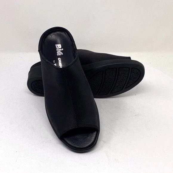 Vintage Big Comfort by Bighorn Black‎ Nubuck Mule Slides - Picture 1 of 1